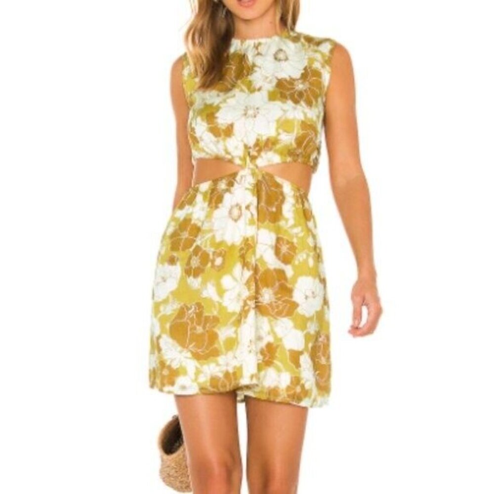 Faithfull the Brand, La Pineta Yellow Floral mini dress - sz 4 small